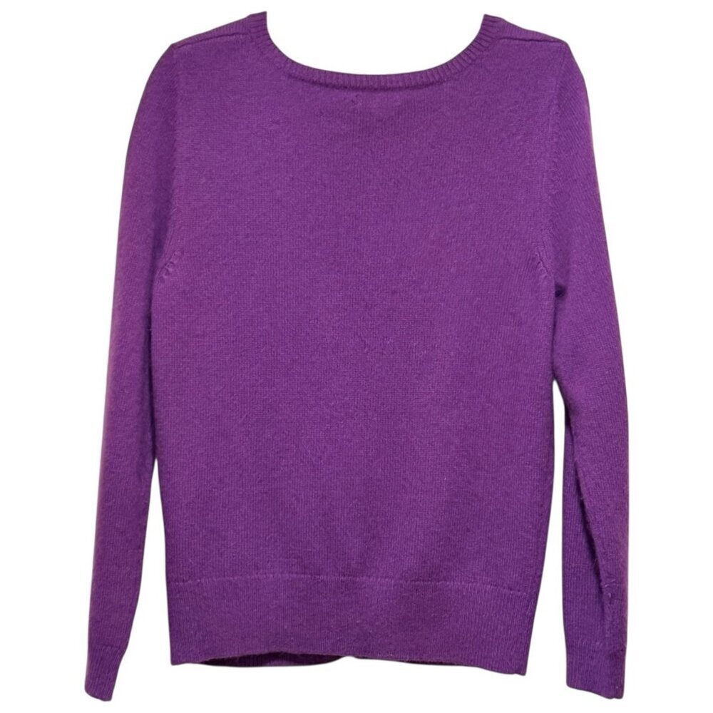 Y2K Angora Blend Rhinestone Jewel Tone Purple Cardigan Sweater Womens Medium - Picture 3 of 9
